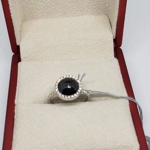 Black diamond white gold ring